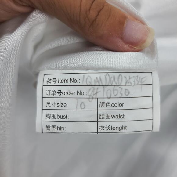 Party Floral tiered ruffle pleated dress Sz 10 White/blue lace applique Cocktail - Picture 10 of 12